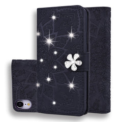 Calf Pattern Diamond Mandala Double Folding Design Embossed Leather Case with Wallet & Holder & Card Slots, For iPhone 6 / 6s, For iPhone 6 Plus / 6s Plus, For iPhone 7 / 8, For iPhone 7 Plus / 8 Plus, For iPhone X / XS, For iPhone XR