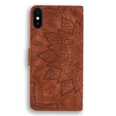 Calf Pattern Diamond Mandala Double Folding Design Embossed Leather Case with Wallet & Holder & Card Slots, For iPhone XS Max, For iPhone 11 Pro, For iPhone 11, For iPhone 11 Pro Max, For Xiaomi Redmi 7A, For Xiaomi Redmi Note 6 /