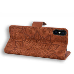 Calf Pattern Diamond Mandala Double Folding Design Embossed Leather Case with Wallet & Holder & Card Slots, For iPhone XS Max, For iPhone 11 Pro, For iPhone 11, For iPhone 11 Pro Max, For Xiaomi Redmi 7A, For Xiaomi Redmi Note 6 /