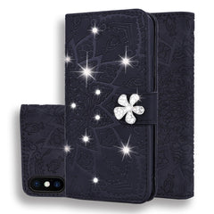 Calf Pattern Diamond Mandala Double Folding Design Embossed Leather Case with Wallet & Holder & Card Slots, For iPhone XS Max, For iPhone 11 Pro, For iPhone 11, For iPhone 11 Pro Max, For Xiaomi Redmi 7A, For Xiaomi Redmi Note 6 /