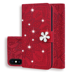 Calf Pattern Diamond Mandala Double Folding Design Embossed Leather Case with Wallet & Holder & Card Slots, For iPhone XS Max, For iPhone 11 Pro, For iPhone 11, For iPhone 11 Pro Max, For Xiaomi Redmi 7A, For Xiaomi Redmi Note 6 /