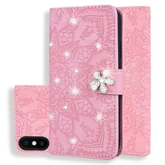 Calf Pattern Diamond Mandala Double Folding Design Embossed Leather Case with Wallet & Holder & Card Slots, For iPhone XS Max, For iPhone 11 Pro, For iPhone 11, For iPhone 11 Pro Max, For Xiaomi Redmi 7A, For Xiaomi Redmi Note 6 /