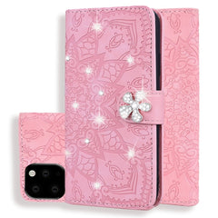 Calf Pattern Diamond Mandala Double Folding Design Embossed Leather Case with Wallet & Holder & Card Slots, For iPhone XS Max, For iPhone 11 Pro, For iPhone 11, For iPhone 11 Pro Max, For Xiaomi Redmi 7A, For Xiaomi Redmi Note 6 /