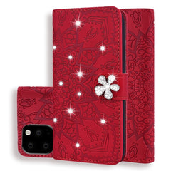 Calf Pattern Diamond Mandala Double Folding Design Embossed Leather Case with Wallet & Holder & Card Slots, For iPhone XS Max, For iPhone 11 Pro, For iPhone 11, For iPhone 11 Pro Max, For Xiaomi Redmi 7A, For Xiaomi Redmi Note 6 /