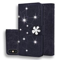 Calf Pattern Diamond Mandala Double Folding Design Embossed Leather Case with Wallet & Holder & Card Slots, For iPhone XS Max, For iPhone 11 Pro, For iPhone 11, For iPhone 11 Pro Max, For Xiaomi Redmi 7A, For Xiaomi Redmi Note 6 /