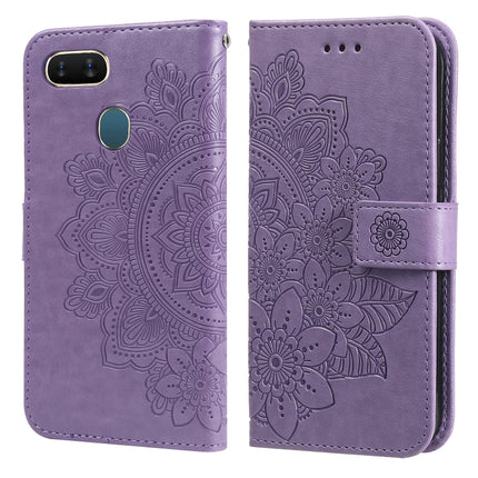 7-petal Flowers Embossing Pattern Horizontal Flip PU Leather Case with Holder & Card Slots & Wallet & Photo Frame, For OPPO A7 / A5s, For OPPO A9 2020 / A5 2020, For OPPO A15 / A15s, For OPPO A52 / A72 4G / A92