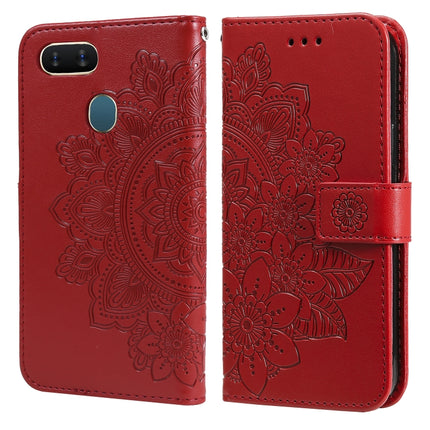 7-petal Flowers Embossing Pattern Horizontal Flip PU Leather Case with Holder & Card Slots & Wallet & Photo Frame, For OPPO A7 / A5s, For OPPO A9 2020 / A5 2020, For OPPO A15 / A15s, For OPPO A52 / A72 4G / A92