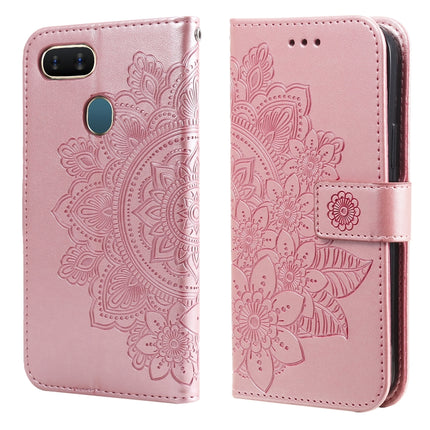 7-petal Flowers Embossing Pattern Horizontal Flip PU Leather Case with Holder & Card Slots & Wallet & Photo Frame, For OPPO A7 / A5s, For OPPO A9 2020 / A5 2020, For OPPO A15 / A15s, For OPPO A52 / A72 4G / A92