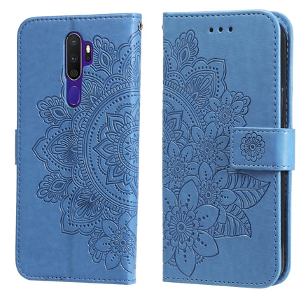 7-petal Flowers Embossing Pattern Horizontal Flip PU Leather Case with Holder & Card Slots & Wallet & Photo Frame, For OPPO A7 / A5s, For OPPO A9 2020 / A5 2020, For OPPO A15 / A15s, For OPPO A52 / A72 4G / A92