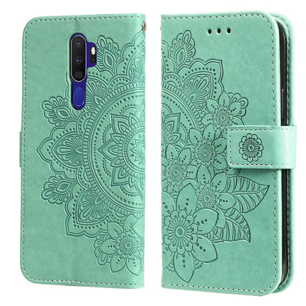 7-petal Flowers Embossing Pattern Horizontal Flip PU Leather Case with Holder & Card Slots & Wallet & Photo Frame, For OPPO A7 / A5s, For OPPO A9 2020 / A5 2020, For OPPO A15 / A15s, For OPPO A52 / A72 4G / A92