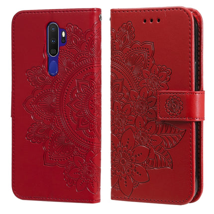 7-petal Flowers Embossing Pattern Horizontal Flip PU Leather Case with Holder & Card Slots & Wallet & Photo Frame, For OPPO A7 / A5s, For OPPO A9 2020 / A5 2020, For OPPO A15 / A15s, For OPPO A52 / A72 4G / A92