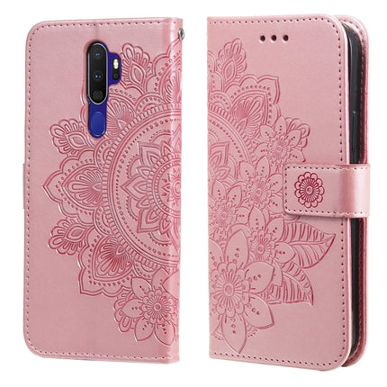 7-petal Flowers Embossing Pattern Horizontal Flip PU Leather Case with Holder & Card Slots & Wallet & Photo Frame, For OPPO A7 / A5s, For OPPO A9 2020 / A5 2020, For OPPO A15 / A15s, For OPPO A52 / A72 4G / A92