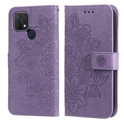 7-petal Flowers Embossing Pattern Horizontal Flip PU Leather Case with Holder & Card Slots & Wallet & Photo Frame, For OPPO A7 / A5s, For OPPO A9 2020 / A5 2020, For OPPO A15 / A15s, For OPPO A52 / A72 4G / A92