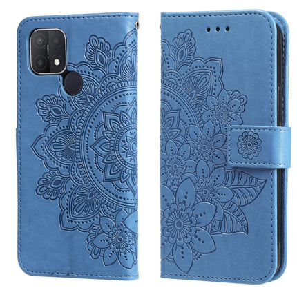 7-petal Flowers Embossing Pattern Horizontal Flip PU Leather Case with Holder & Card Slots & Wallet & Photo Frame, For OPPO A7 / A5s, For OPPO A9 2020 / A5 2020, For OPPO A15 / A15s, For OPPO A52 / A72 4G / A92