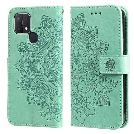 7-petal Flowers Embossing Pattern Horizontal Flip PU Leather Case with Holder & Card Slots & Wallet & Photo Frame, For OPPO A7 / A5s, For OPPO A9 2020 / A5 2020, For OPPO A15 / A15s, For OPPO A52 / A72 4G / A92