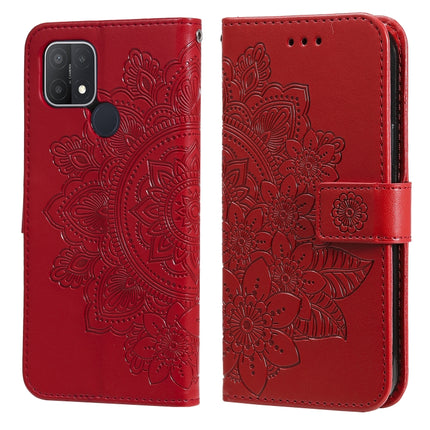 7-petal Flowers Embossing Pattern Horizontal Flip PU Leather Case with Holder & Card Slots & Wallet & Photo Frame, For OPPO A7 / A5s, For OPPO A9 2020 / A5 2020, For OPPO A15 / A15s, For OPPO A52 / A72 4G / A92