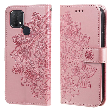 7-petal Flowers Embossing Pattern Horizontal Flip PU Leather Case with Holder & Card Slots & Wallet & Photo Frame, For OPPO A7 / A5s, For OPPO A9 2020 / A5 2020, For OPPO A15 / A15s, For OPPO A52 / A72 4G / A92
