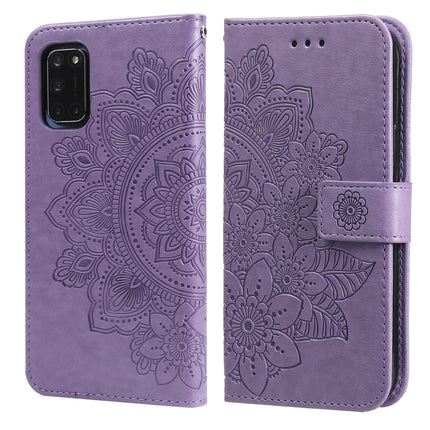 7-petal Flowers Embossing Pattern Horizontal Flip PU Leather Case with Holder & Card Slots & Wallet & Photo Frame, For OPPO A7 / A5s, For OPPO A9 2020 / A5 2020, For OPPO A15 / A15s, For OPPO A52 / A72 4G / A92