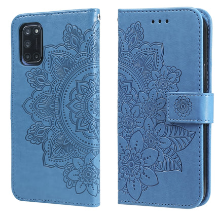 7-petal Flowers Embossing Pattern Horizontal Flip PU Leather Case with Holder & Card Slots & Wallet & Photo Frame, For OPPO A7 / A5s, For OPPO A9 2020 / A5 2020, For OPPO A15 / A15s, For OPPO A52 / A72 4G / A92