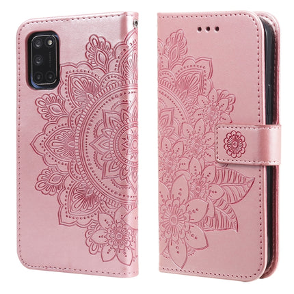 7-petal Flowers Embossing Pattern Horizontal Flip PU Leather Case with Holder & Card Slots & Wallet & Photo Frame, For OPPO A7 / A5s, For OPPO A9 2020 / A5 2020, For OPPO A15 / A15s, For OPPO A52 / A72 4G / A92