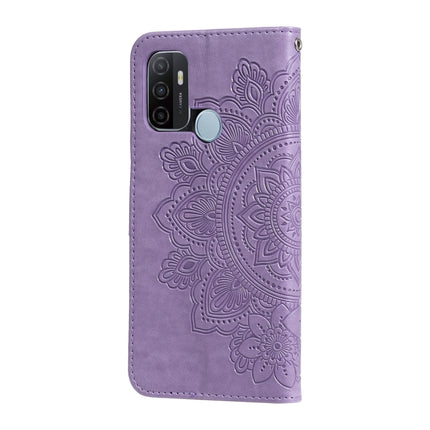 7-petal Flowers Embossing Pattern Horizontal Flip PU Leather Case with Holder & Card Slots & Wallet & Photo Frame, For OPPO A53 / A33 / A32, For OPPO A54 4G, For OPPO A74 4G / F19 4G, For OPPO A92s / Reno4 Z / A72 5G / A73 5G / A53 5G