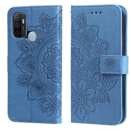 7-petal Flowers Embossing Pattern Horizontal Flip PU Leather Case with Holder & Card Slots & Wallet & Photo Frame, For OPPO A53 / A33 / A32, For OPPO A54 4G, For OPPO A74 4G / F19 4G, For OPPO A92s / Reno4 Z / A72 5G / A73 5G / A53 5G