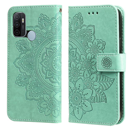 7-petal Flowers Embossing Pattern Horizontal Flip PU Leather Case with Holder & Card Slots & Wallet & Photo Frame, For OPPO A53 / A33 / A32, For OPPO A54 4G, For OPPO A74 4G / F19 4G, For OPPO A92s / Reno4 Z / A72 5G / A73 5G / A53 5G
