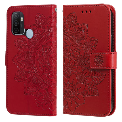 7-petal Flowers Embossing Pattern Horizontal Flip PU Leather Case with Holder & Card Slots & Wallet & Photo Frame, For OPPO A53 / A33 / A32, For OPPO A54 4G, For OPPO A74 4G / F19 4G, For OPPO A92s / Reno4 Z / A72 5G / A73 5G / A53 5G