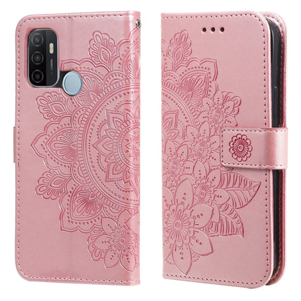 7-petal Flowers Embossing Pattern Horizontal Flip PU Leather Case with Holder & Card Slots & Wallet & Photo Frame, For OPPO A53 / A33 / A32, For OPPO A54 4G, For OPPO A74 4G / F19 4G, For OPPO A92s / Reno4 Z / A72 5G / A73 5G / A53 5G