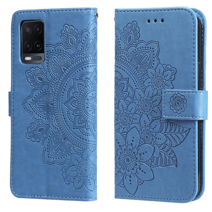 7-petal Flowers Embossing Pattern Horizontal Flip PU Leather Case with Holder & Card Slots & Wallet & Photo Frame, For OPPO A53 / A33 / A32, For OPPO A54 4G, For OPPO A74 4G / F19 4G, For OPPO A92s / Reno4 Z / A72 5G / A73 5G / A53 5G