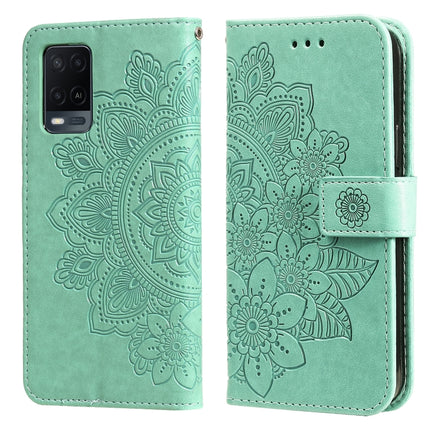 7-petal Flowers Embossing Pattern Horizontal Flip PU Leather Case with Holder & Card Slots & Wallet & Photo Frame, For OPPO A53 / A33 / A32, For OPPO A54 4G, For OPPO A74 4G / F19 4G, For OPPO A92s / Reno4 Z / A72 5G / A73 5G / A53 5G