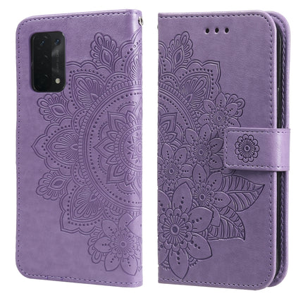 7-petal Flowers Embossing Pattern Horizontal Flip PU Leather Case with Holder & Card Slots & Wallet & Photo Frame, For OPPO A53 / A33 / A32, For OPPO A54 4G, For OPPO A74 4G / F19 4G, For OPPO A92s / Reno4 Z / A72 5G / A73 5G / A53 5G
