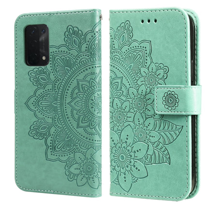 7-petal Flowers Embossing Pattern Horizontal Flip PU Leather Case with Holder & Card Slots & Wallet & Photo Frame, For OPPO A53 / A33 / A32, For OPPO A54 4G, For OPPO A74 4G / F19 4G, For OPPO A92s / Reno4 Z / A72 5G / A73 5G / A53 5G