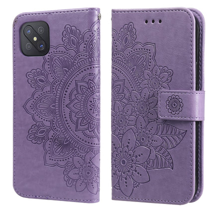 7-petal Flowers Embossing Pattern Horizontal Flip PU Leather Case with Holder & Card Slots & Wallet & Photo Frame, For OPPO A53 / A33 / A32, For OPPO A54 4G, For OPPO A74 4G / F19 4G, For OPPO A92s / Reno4 Z / A72 5G / A73 5G / A53 5G