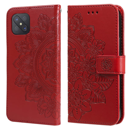 7-petal Flowers Embossing Pattern Horizontal Flip PU Leather Case with Holder & Card Slots & Wallet & Photo Frame, For OPPO A53 / A33 / A32, For OPPO A54 4G, For OPPO A74 4G / F19 4G, For OPPO A92s / Reno4 Z / A72 5G / A73 5G / A53 5G