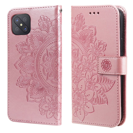 7-petal Flowers Embossing Pattern Horizontal Flip PU Leather Case with Holder & Card Slots & Wallet & Photo Frame, For OPPO A53 / A33 / A32, For OPPO A54 4G, For OPPO A74 4G / F19 4G, For OPPO A92s / Reno4 Z / A72 5G / A73 5G / A53 5G