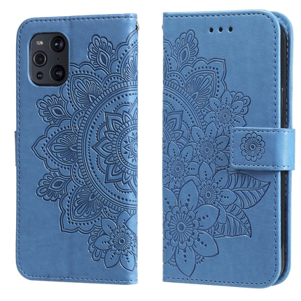 7-petal Flowers Embossing Pattern Horizontal Flip PU Leather Case with Holder & Card Slots & Wallet & Photo Frame, For OPPO Find X3 Pro / Find X3, For OPPO Realme 8 / Realme 8 Pro, For OPPO Realme 5 / Realme 5s / Realme C3, For OPPO Reno4 5G