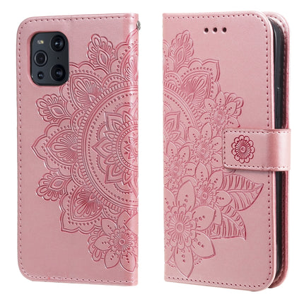 7-petal Flowers Embossing Pattern Horizontal Flip PU Leather Case with Holder & Card Slots & Wallet & Photo Frame, For OPPO Find X3 Pro / Find X3, For OPPO Realme 8 / Realme 8 Pro, For OPPO Realme 5 / Realme 5s / Realme C3, For OPPO Reno4 5G