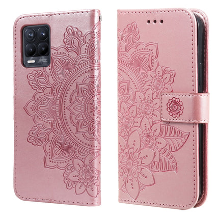 7-petal Flowers Embossing Pattern Horizontal Flip PU Leather Case with Holder & Card Slots & Wallet & Photo Frame, For OPPO Find X3 Pro / Find X3, For OPPO Realme 8 / Realme 8 Pro, For OPPO Realme 5 / Realme 5s / Realme C3, For OPPO Reno4 5G