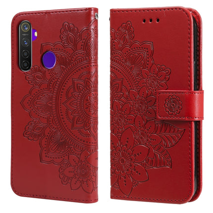 7-petal Flowers Embossing Pattern Horizontal Flip PU Leather Case with Holder & Card Slots & Wallet & Photo Frame, For OPPO Find X3 Pro / Find X3, For OPPO Realme 8 / Realme 8 Pro, For OPPO Realme 5 / Realme 5s / Realme C3, For OPPO Reno4 5G