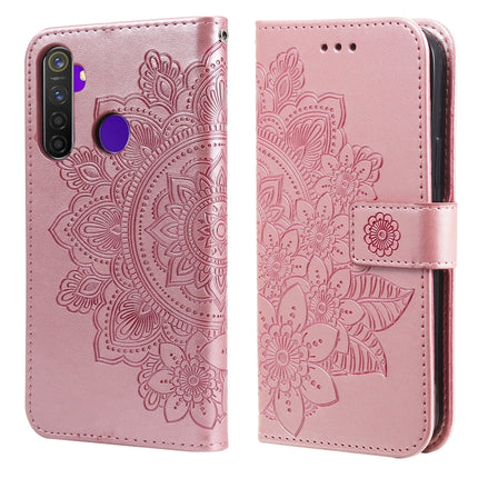 7-petal Flowers Embossing Pattern Horizontal Flip PU Leather Case with Holder & Card Slots & Wallet & Photo Frame, For OPPO Find X3 Pro / Find X3, For OPPO Realme 8 / Realme 8 Pro, For OPPO Realme 5 / Realme 5s / Realme C3, For OPPO Reno4 5G