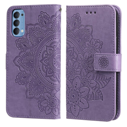 7-petal Flowers Embossing Pattern Horizontal Flip PU Leather Case with Holder & Card Slots & Wallet & Photo Frame, For OPPO Find X3 Pro / Find X3, For OPPO Realme 8 / Realme 8 Pro, For OPPO Realme 5 / Realme 5s / Realme C3, For OPPO Reno4 5G