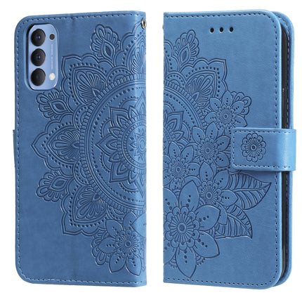 7-petal Flowers Embossing Pattern Horizontal Flip PU Leather Case with Holder & Card Slots & Wallet & Photo Frame, For OPPO Find X3 Pro / Find X3, For OPPO Realme 8 / Realme 8 Pro, For OPPO Realme 5 / Realme 5s / Realme C3, For OPPO Reno4 5G