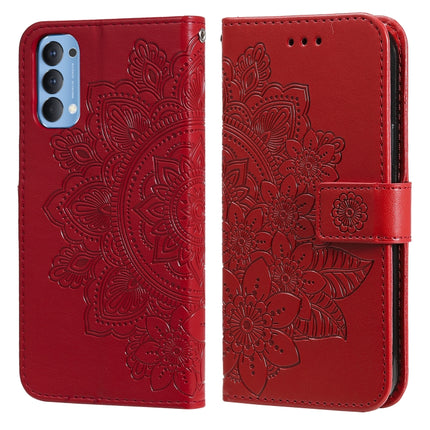 7-petal Flowers Embossing Pattern Horizontal Flip PU Leather Case with Holder & Card Slots & Wallet & Photo Frame, For OPPO Find X3 Pro / Find X3, For OPPO Realme 8 / Realme 8 Pro, For OPPO Realme 5 / Realme 5s / Realme C3, For OPPO Reno4 5G