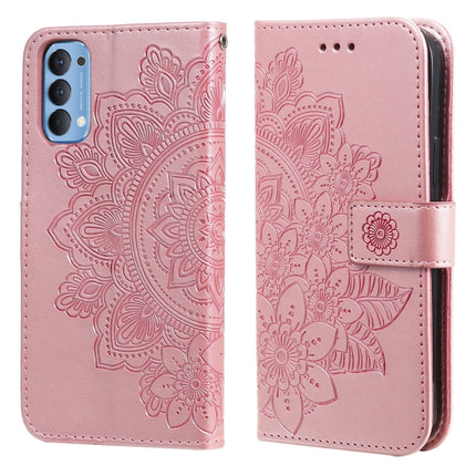 7-petal Flowers Embossing Pattern Horizontal Flip PU Leather Case with Holder & Card Slots & Wallet & Photo Frame, For OPPO Find X3 Pro / Find X3, For OPPO Realme 8 / Realme 8 Pro, For OPPO Realme 5 / Realme 5s / Realme C3, For OPPO Reno4 5G