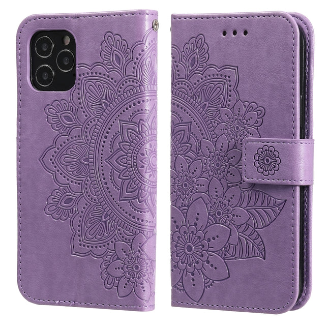 7-petal Flowers Embossing Pattern Horizontal Flip PU Leather Case with Holder & Card Slots & Wallet & Photo Frame, For iPhone 11, For iPhone 11 Pro, For iPhone 11 Pro Max, For iPhone 12 mini