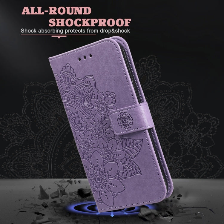 7-petal Flowers Embossing Pattern Horizontal Flip PU Leather Case with Holder & Card Slots & Wallet & Photo Frame, For iPhone 11, For iPhone 11 Pro, For iPhone 11 Pro Max, For iPhone 12 mini