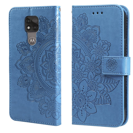 7-petal Flowers Embossing Pattern Horizontal Flip PU Leather Case with Holder & Card Slots & Wallet & Photo Frame, For Motorola Moto G Play 2021, For Motorola Moto G9 Play / E7 Plus, For Motorola Moto G100 / Edge S