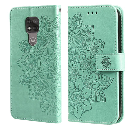7-petal Flowers Embossing Pattern Horizontal Flip PU Leather Case with Holder & Card Slots & Wallet & Photo Frame, For Motorola Moto G Play 2021, For Motorola Moto G9 Play / E7 Plus, For Motorola Moto G100 / Edge S