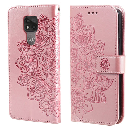 7-petal Flowers Embossing Pattern Horizontal Flip PU Leather Case with Holder & Card Slots & Wallet & Photo Frame, For Motorola Moto G Play 2021, For Motorola Moto G9 Play / E7 Plus, For Motorola Moto G100 / Edge S